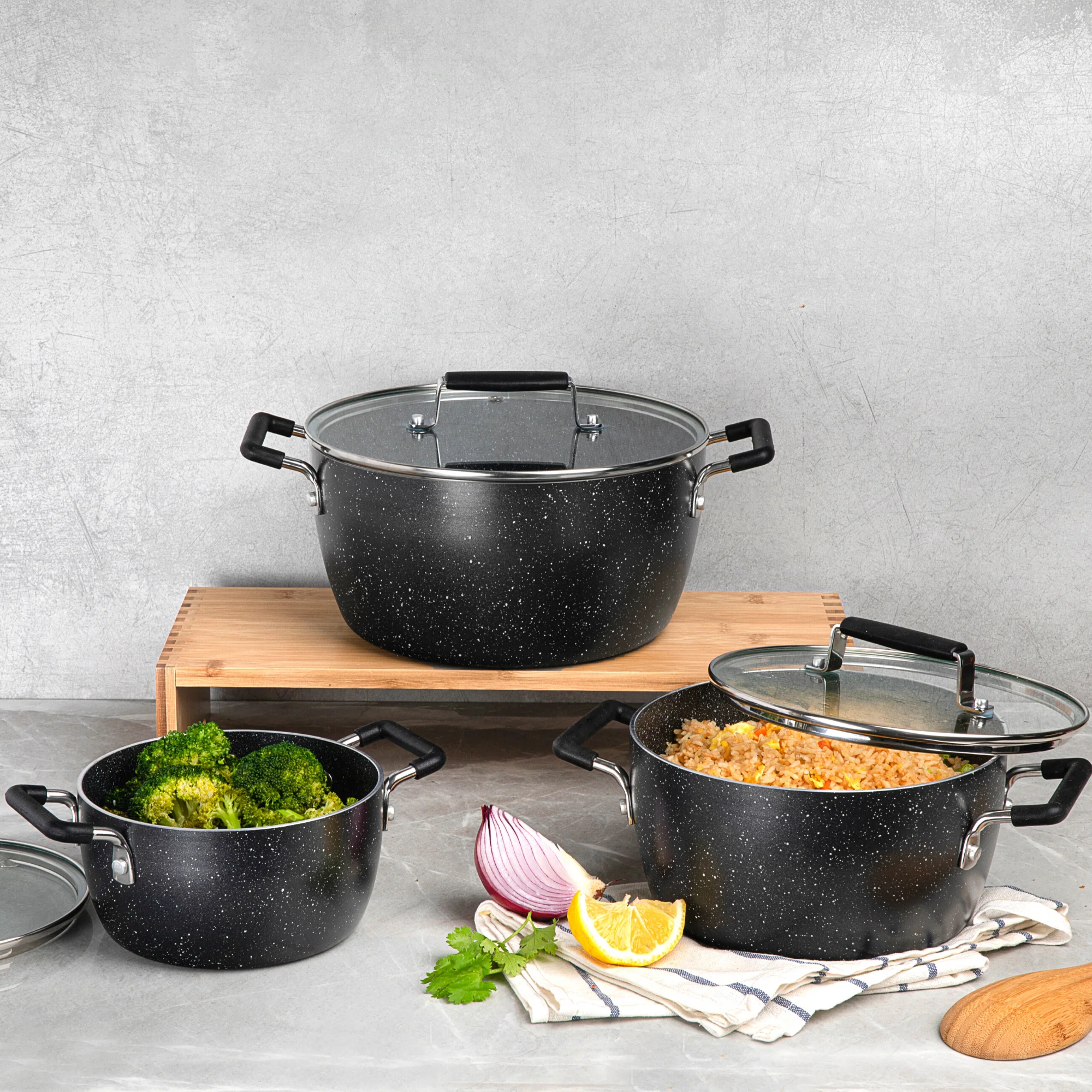 Granitestone Nesting 6 Piece Cooking Pots Set, Kitchen Pots, Non Stick Coating, 5qt 3qt & 1.5qt Pots with Lids, Stay Cool Handles Dishwasher Safe - Image 18