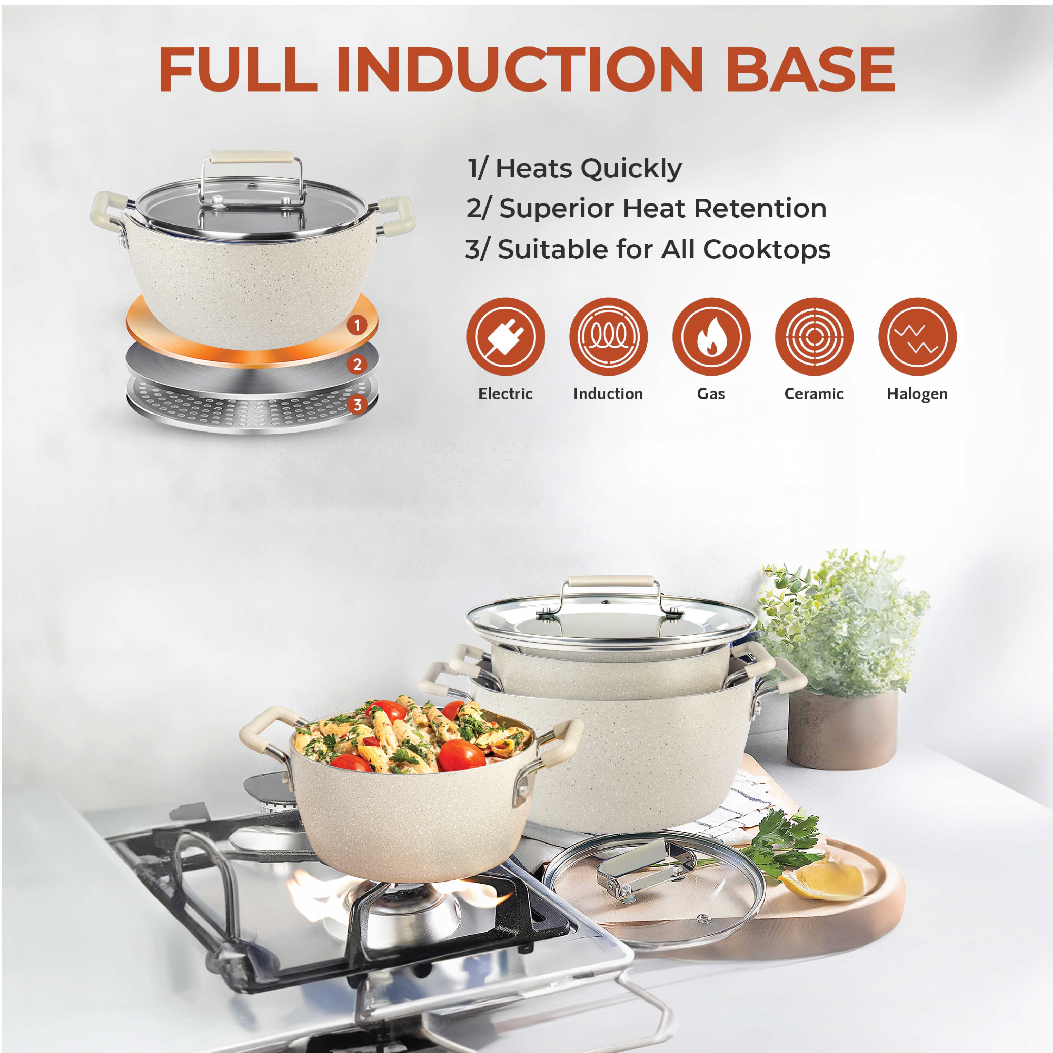 Granitestone Nesting 6 Piece Cooking Pots Set, Kitchen Pots, Non Stick Coating, 5qt 3qt & 1.5qt Pots with Lids, Stay Cool Handles Dishwasher Safe - Image 6