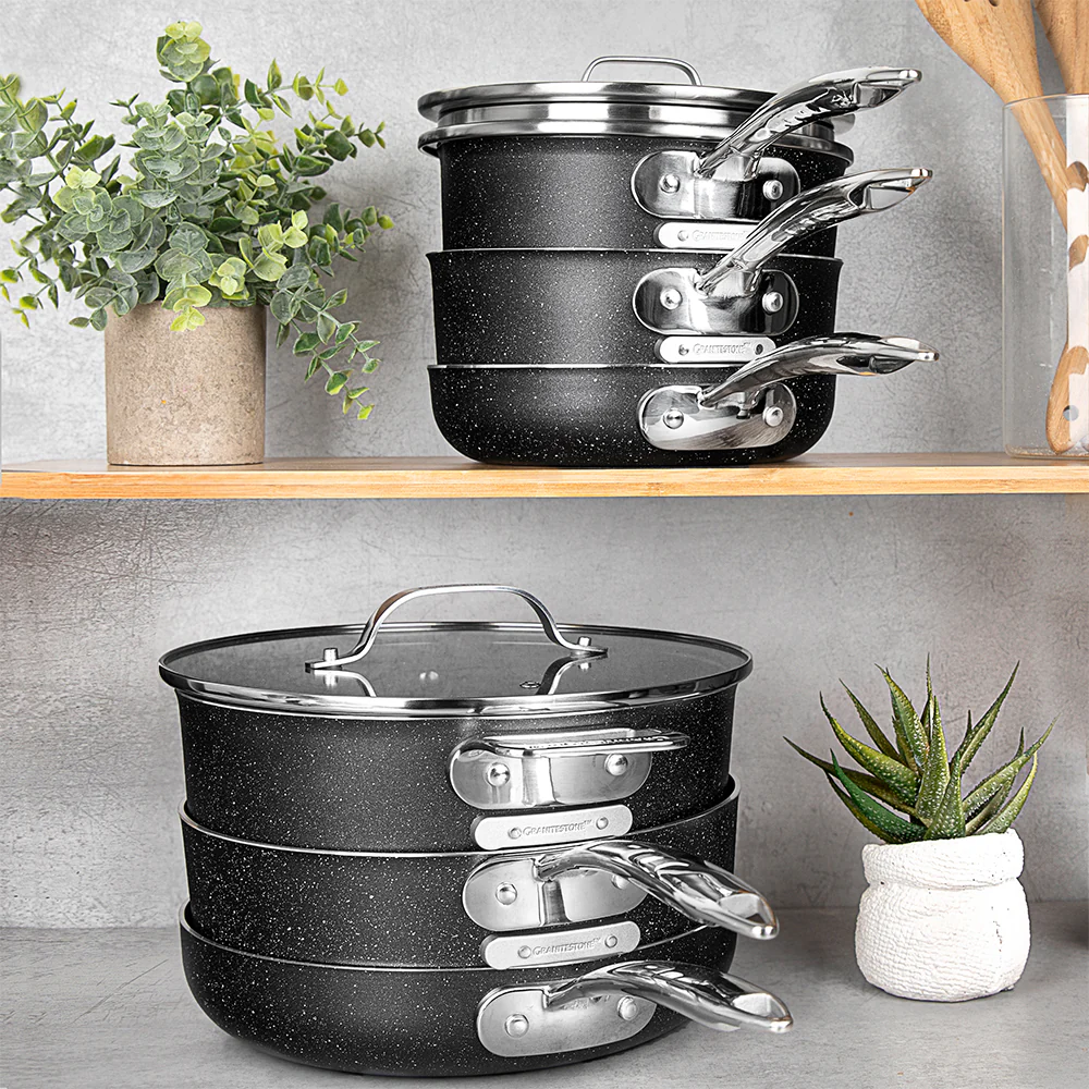 Granitestone 10-Piece Stackmaster Stackable Cookware Set - Image 6