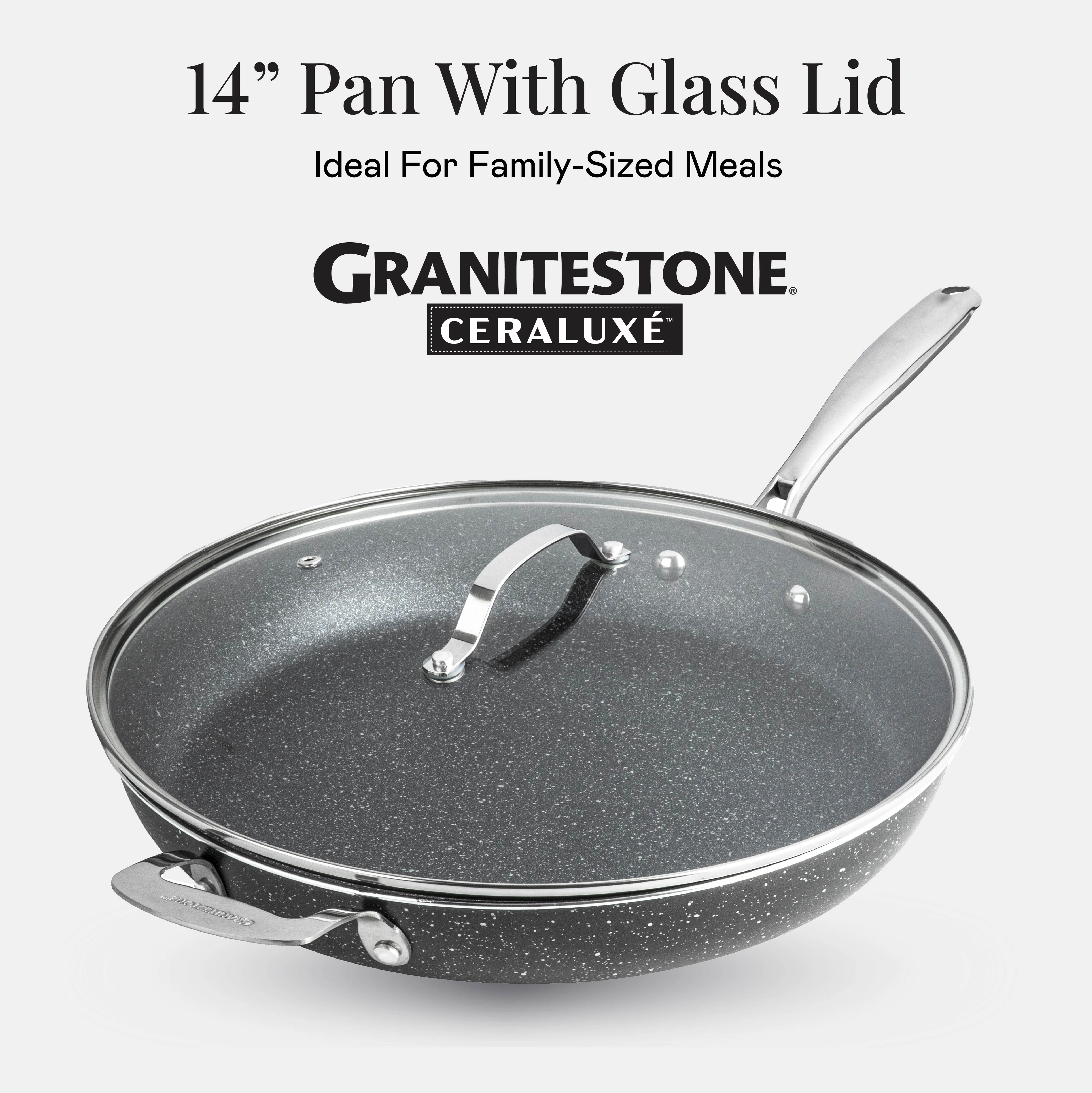 Granitestone Ceraluxe 14" Fry Pan with Lid - Image 2