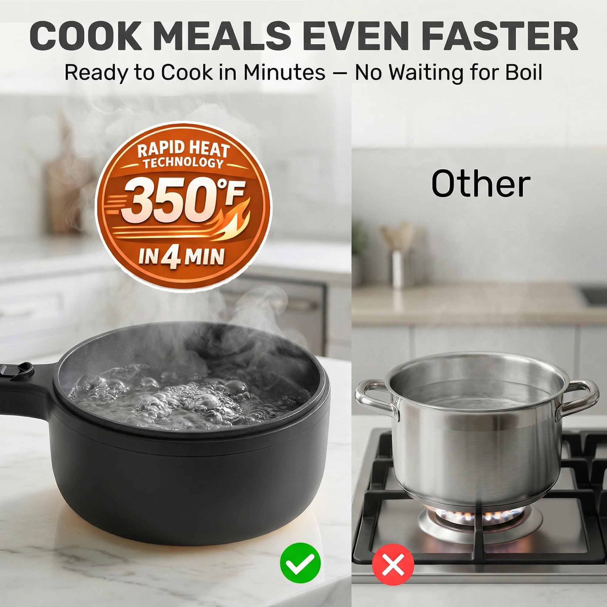 Ceramax Electric Cooker Nonstick Ceramic Skillet Pan Hot Pot Mini Cooker with Lid Steamer - Image 14