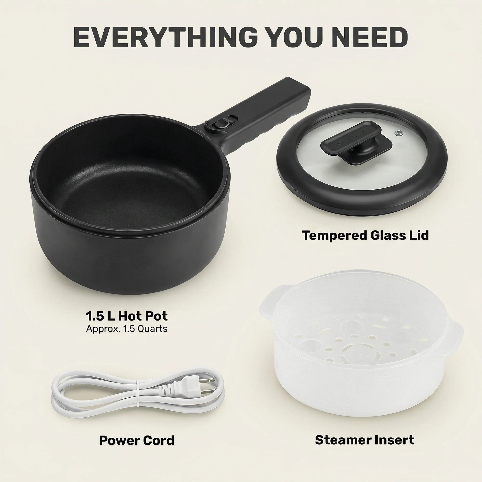 Ceramax Electric Cooker Nonstick Ceramic Skillet Pan Hot Pot Mini Cooker with Lid Steamer - Image 17