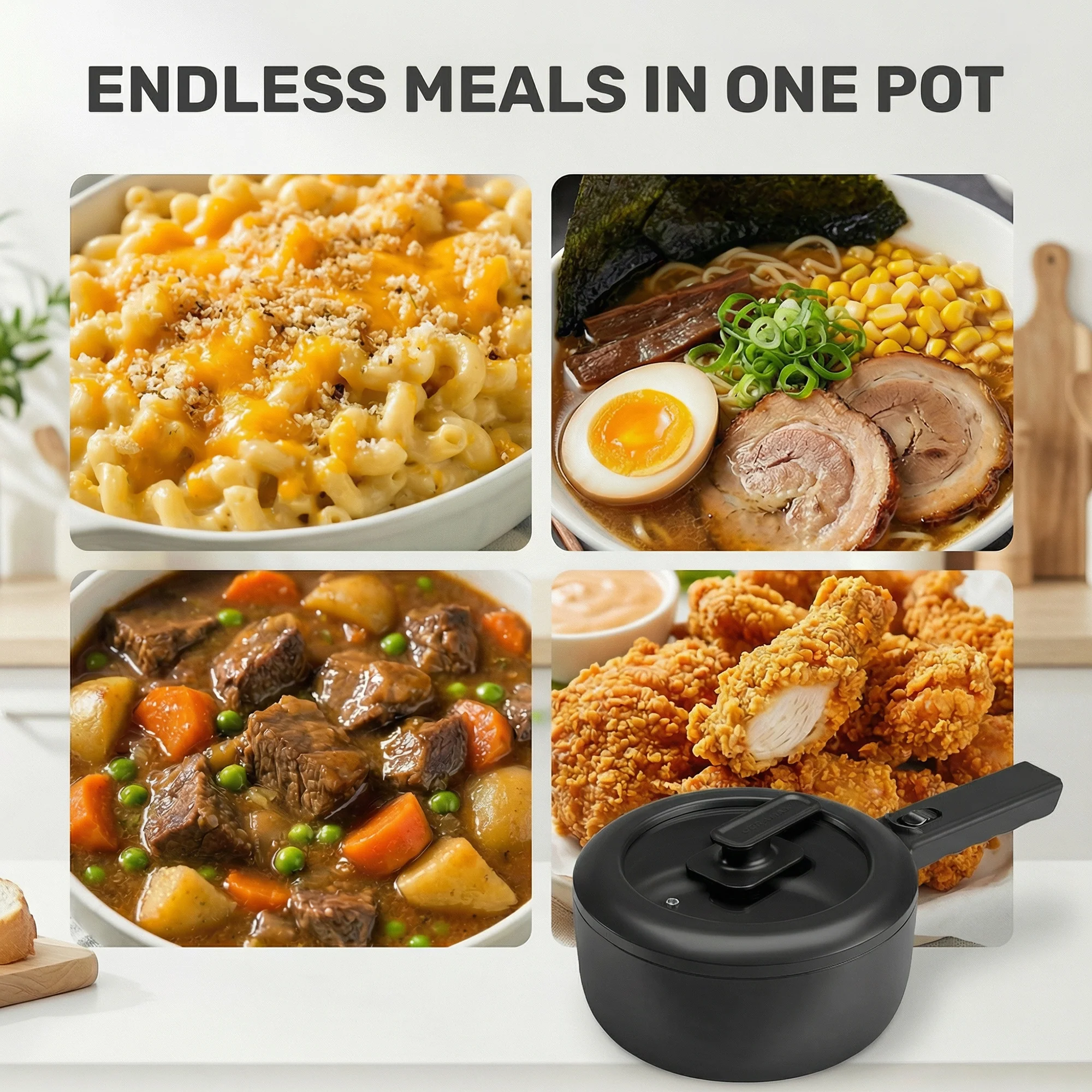 Ceramax Electric Cooker Nonstick Ceramic Skillet Pan Hot Pot Mini Cooker with Lid Steamer - Image 18
