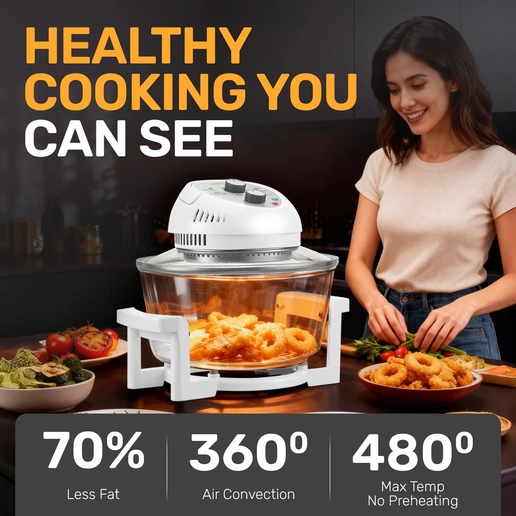 Granitestone Glass Air Fryer XL - Healthier, Crispier Cooking - 16 Quart Extra Large Oil-Less Convection Oven - Image 15