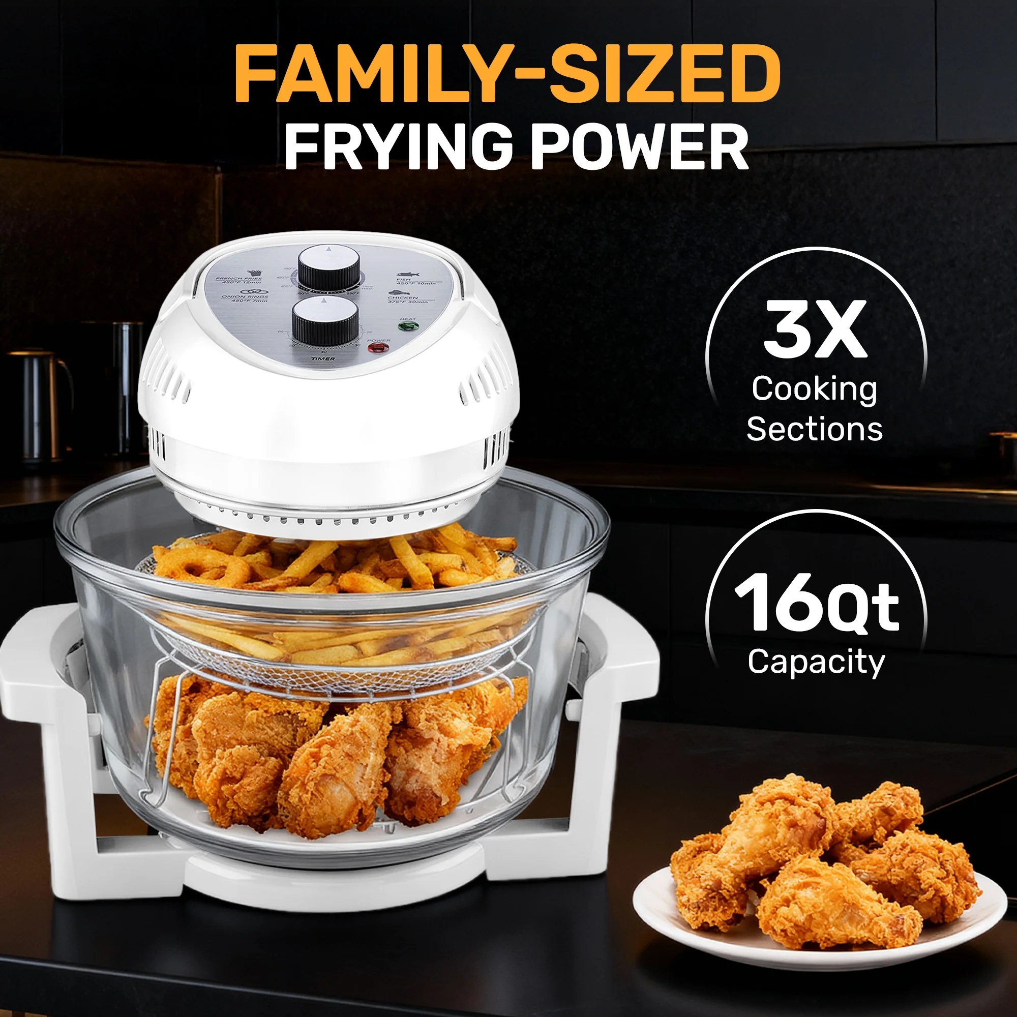 Granitestone Glass Air Fryer XL - Healthier, Crispier Cooking - 16 Quart Extra Large Oil-Less Convection Oven - Image 16