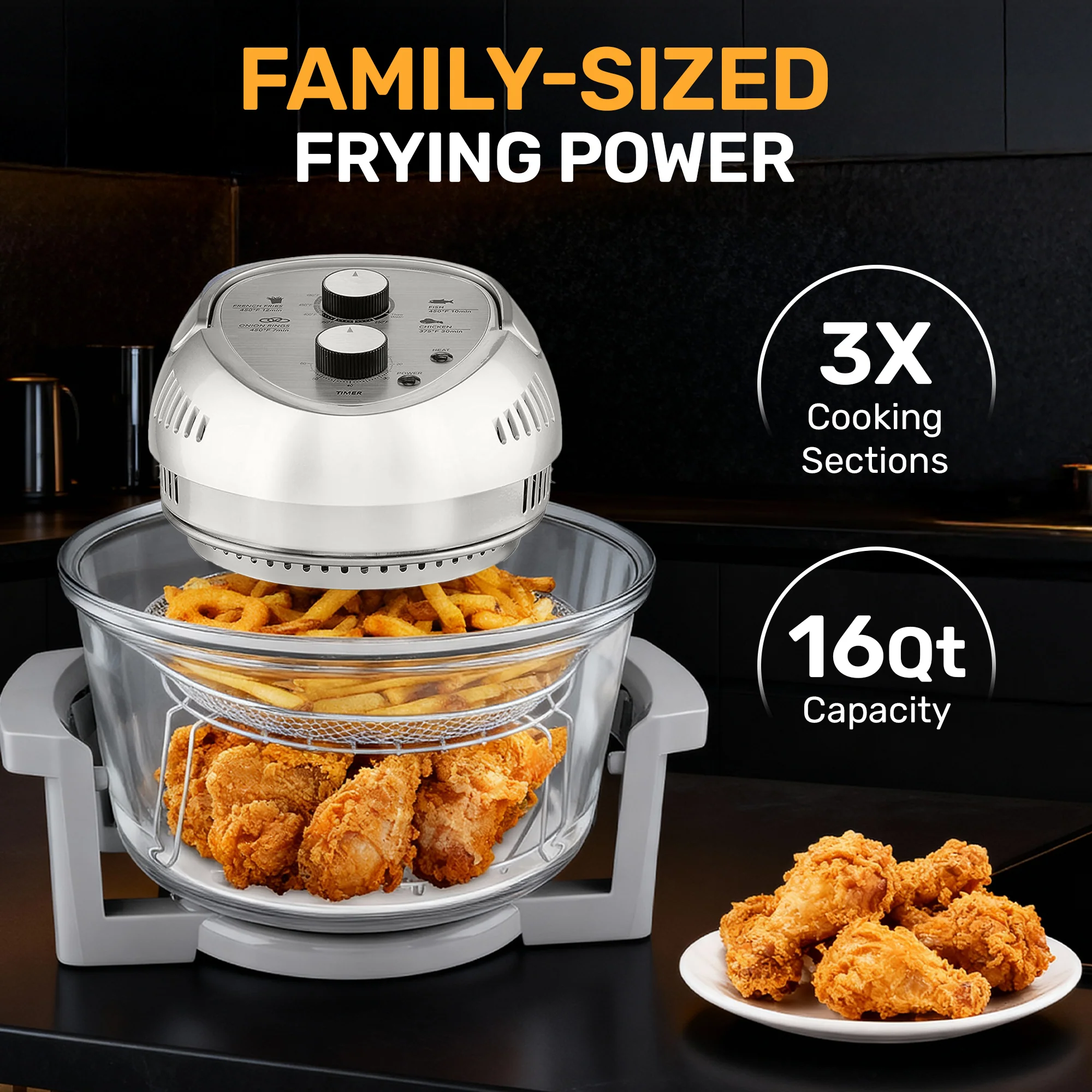 Granitestone Glass Air Fryer XL - Healthier, Crispier Cooking - 16 Quart Extra Large Oil-Less Convection Oven - Image 25