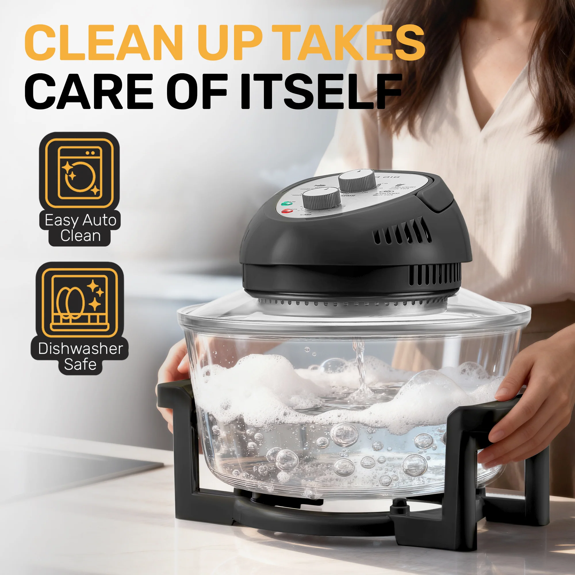 Granitestone Glass Air Fryer XL - Healthier, Crispier Cooking - 16 Quart Extra Large Oil-Less Convection Oven - Image 4