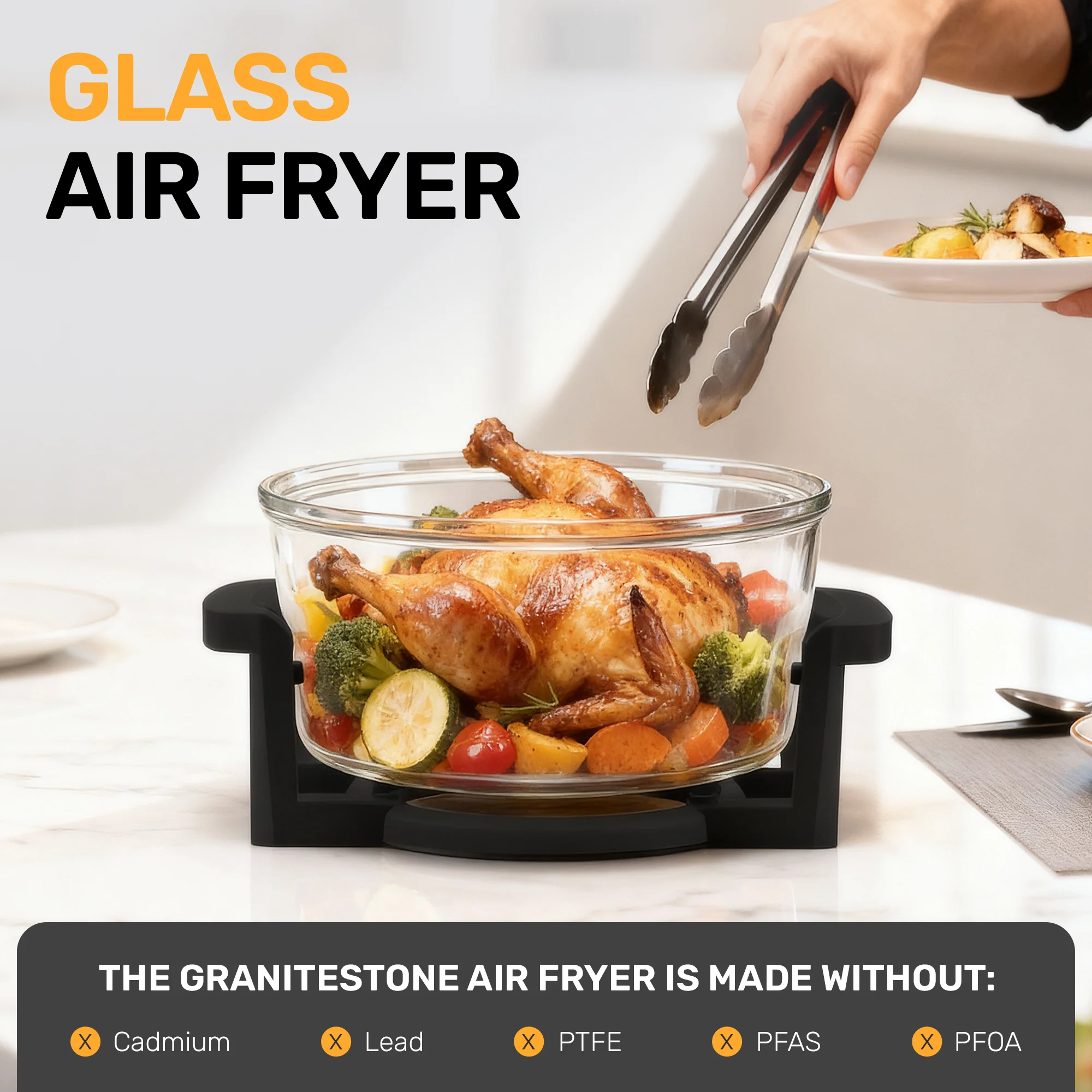 Granitestone Glass Air Fryer XL - Healthier, Crispier Cooking - 16 Quart Extra Large Oil-Less Convection Oven - Image 5