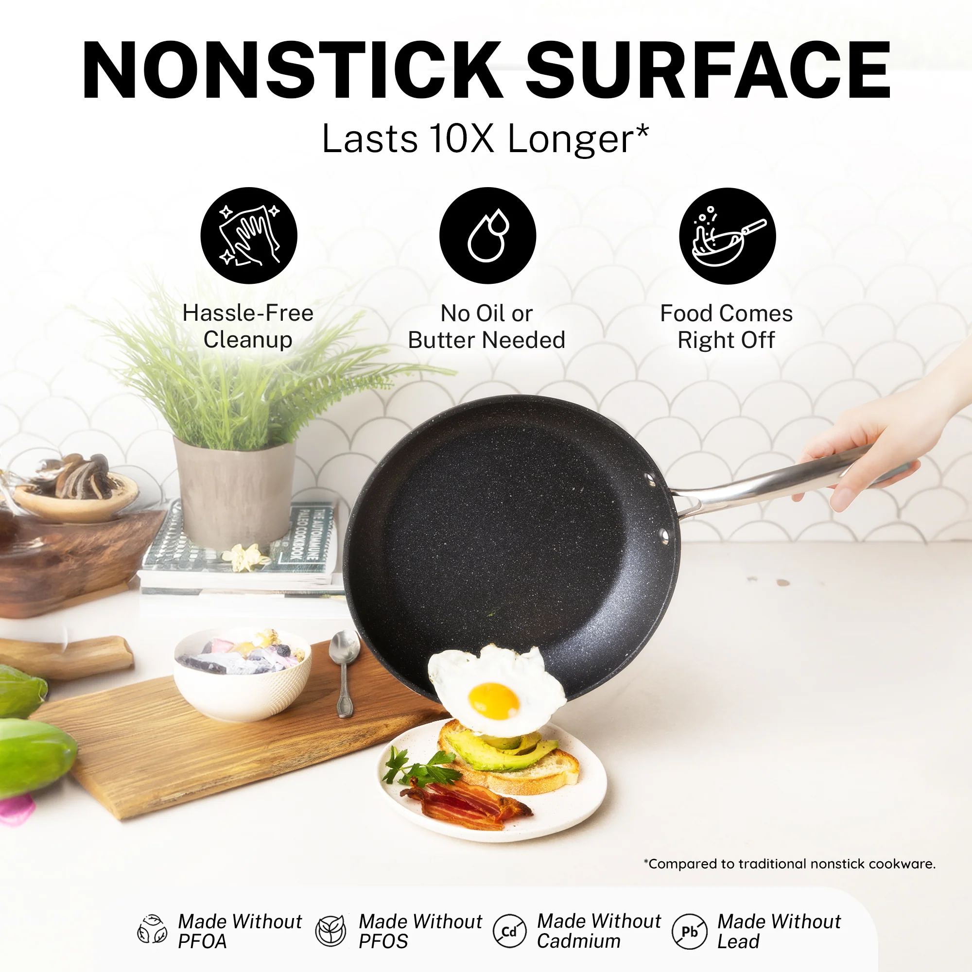 20-Piece EXPRESS SET, Ceramic Nonstick Pots and Pan Set, Bakeware, Utensils, Frying Pan, Stock Pot, Steamer, Stainless Steel Handles - Image 3