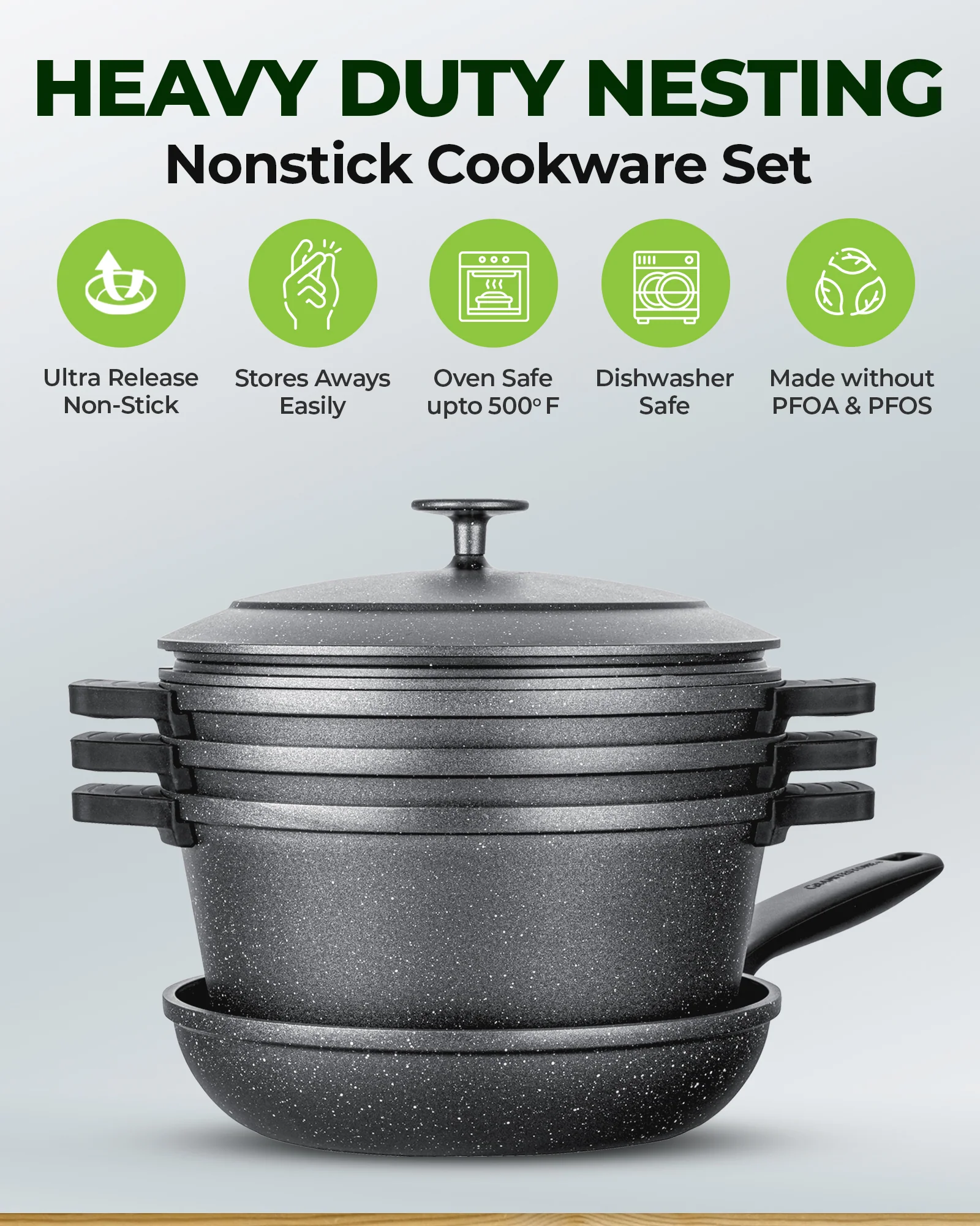 Granitestone 6-Piece Nesting Cookware Set - Image 2