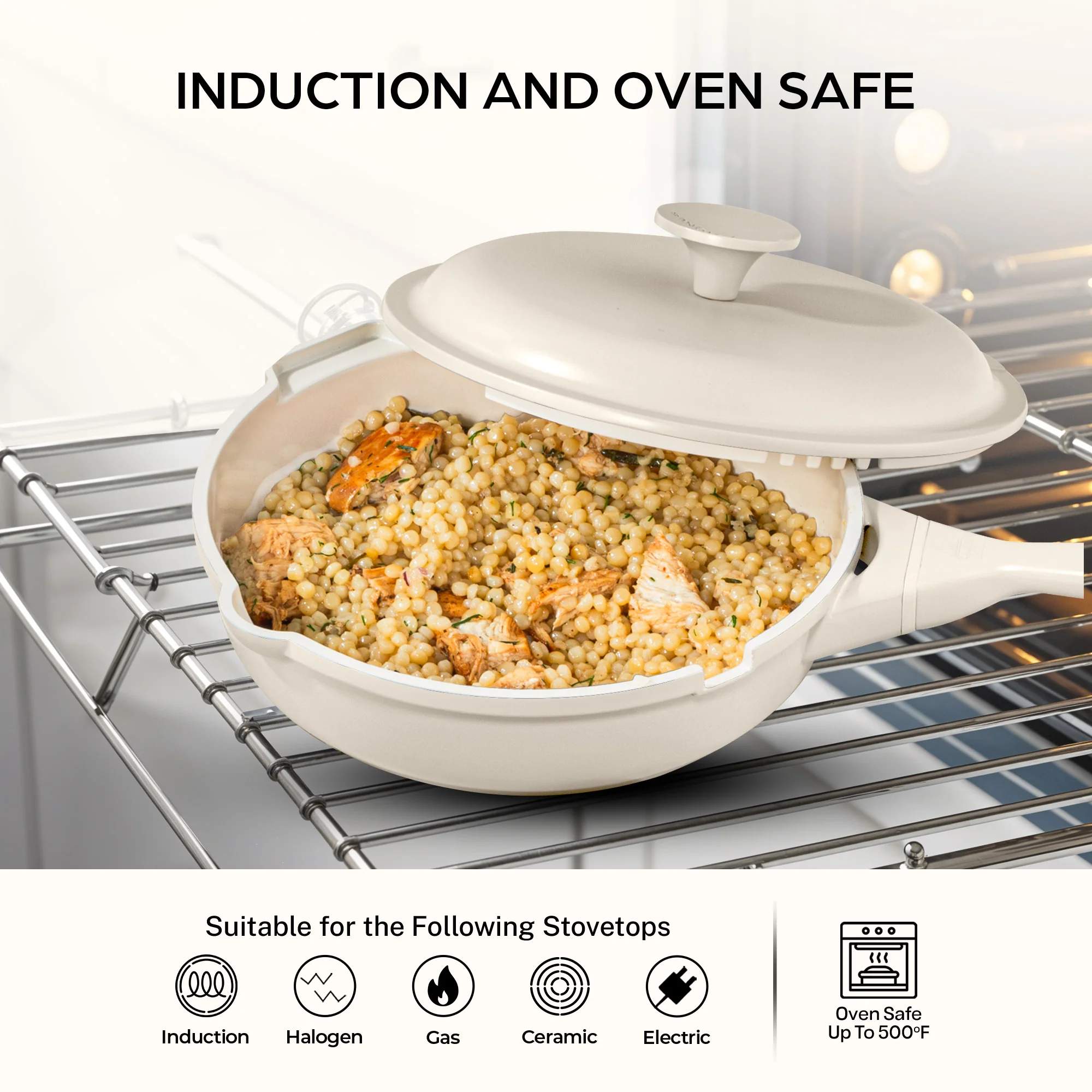 Granitestone 12" Zuka Pan – 6-Piece Multi-Functional Everyday Pan Set with Lid, Nylon Spoon & Steamer Basket - Image 5