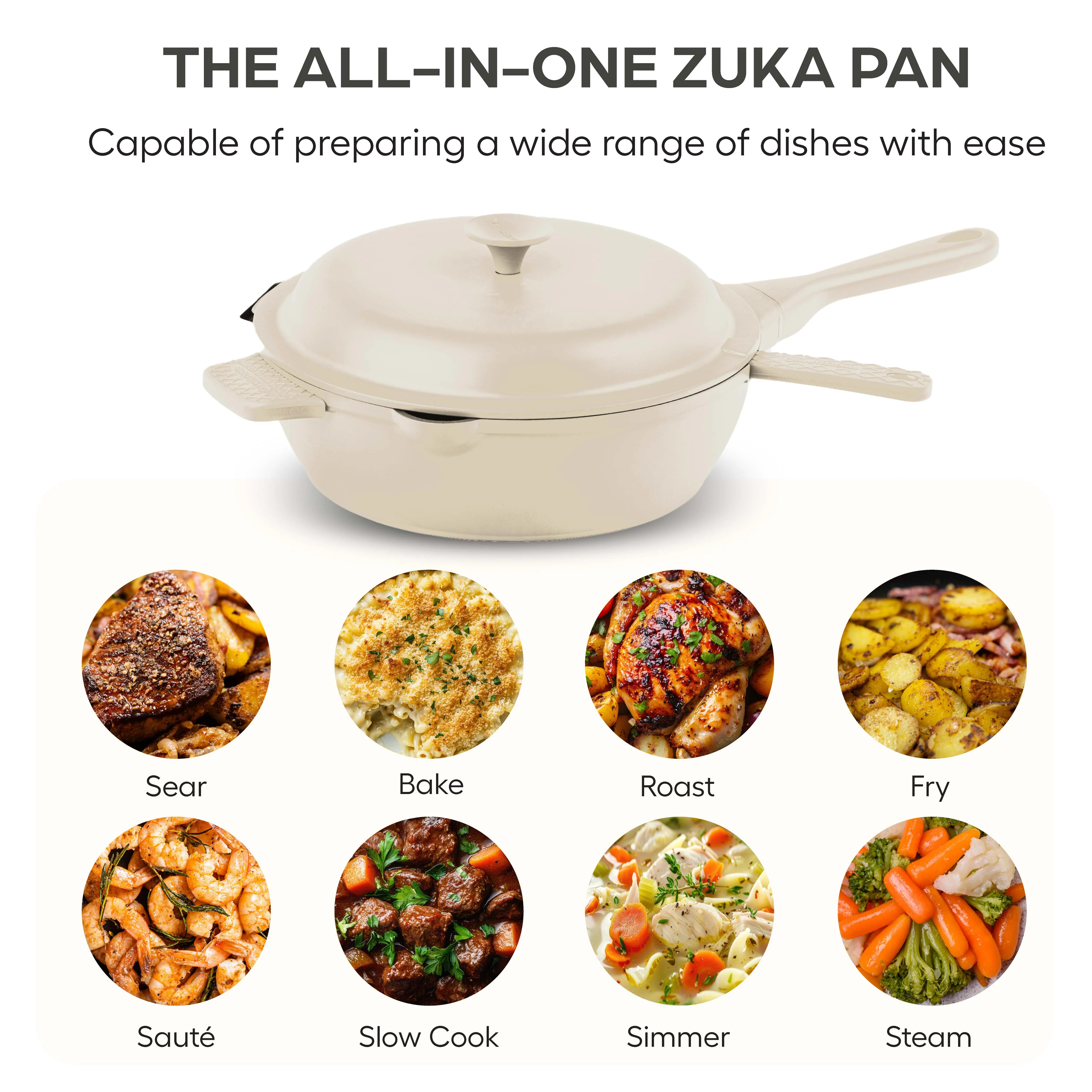 Granitestone 8" Zuka Pan – 4-Piece Multi-Functional Everyday Pan Set with Lid, & Nylon Spoon - Image 4
