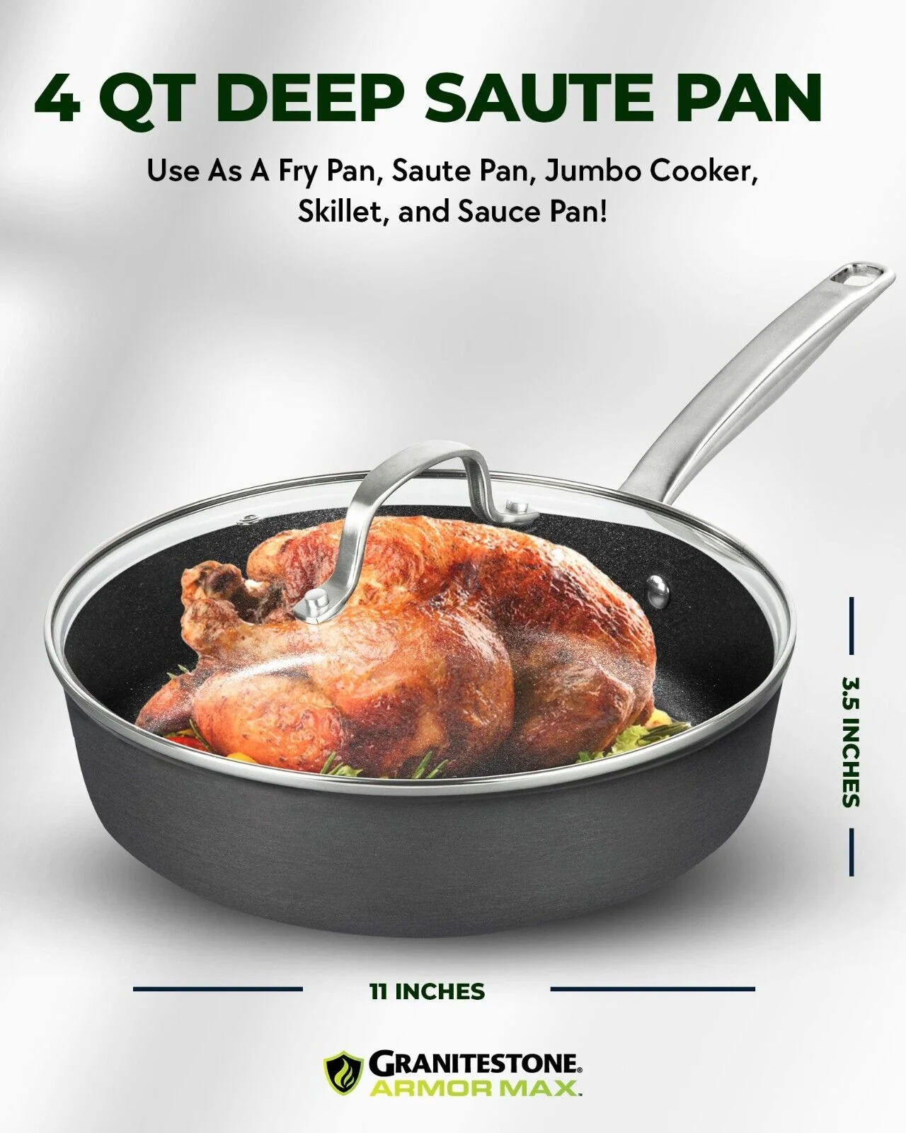 Granitestone ArmorMax 4 Quart Deep Saute Pan - Image 4