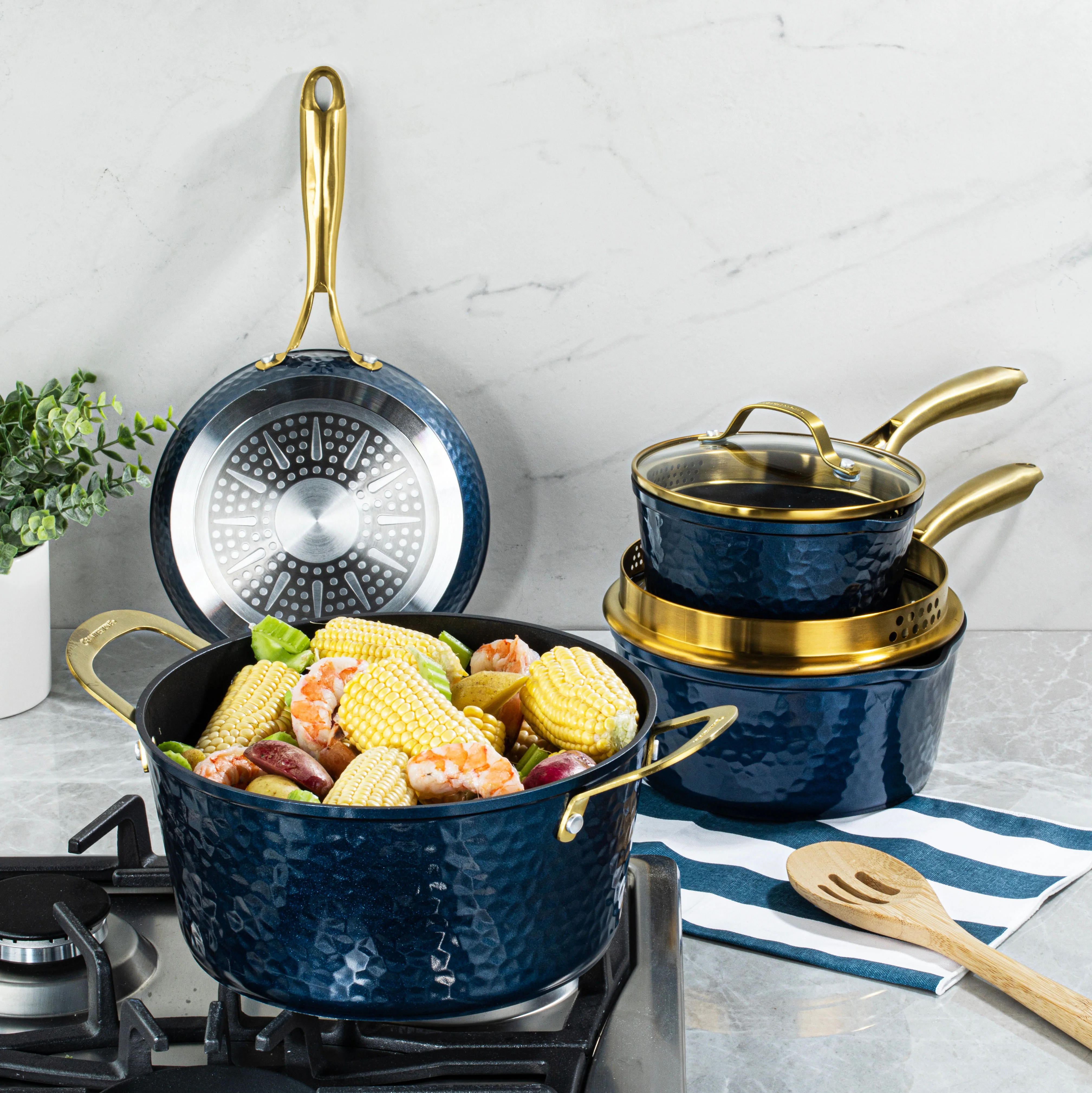 Granitestone Charleston Collection - Hammered Cookware - Pots, Pans, Available in Navy and Black - Image 11