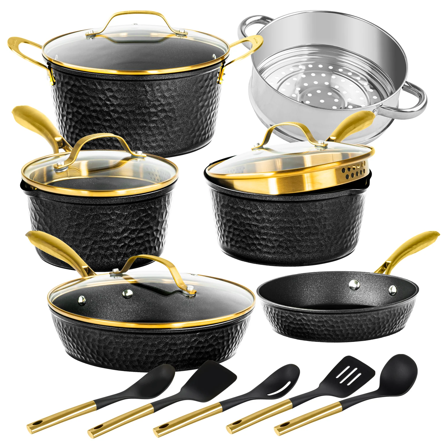 Granitestone Charleston Collection - Hammered Cookware - Pots, Pans, Available in Navy and Black - Image 2