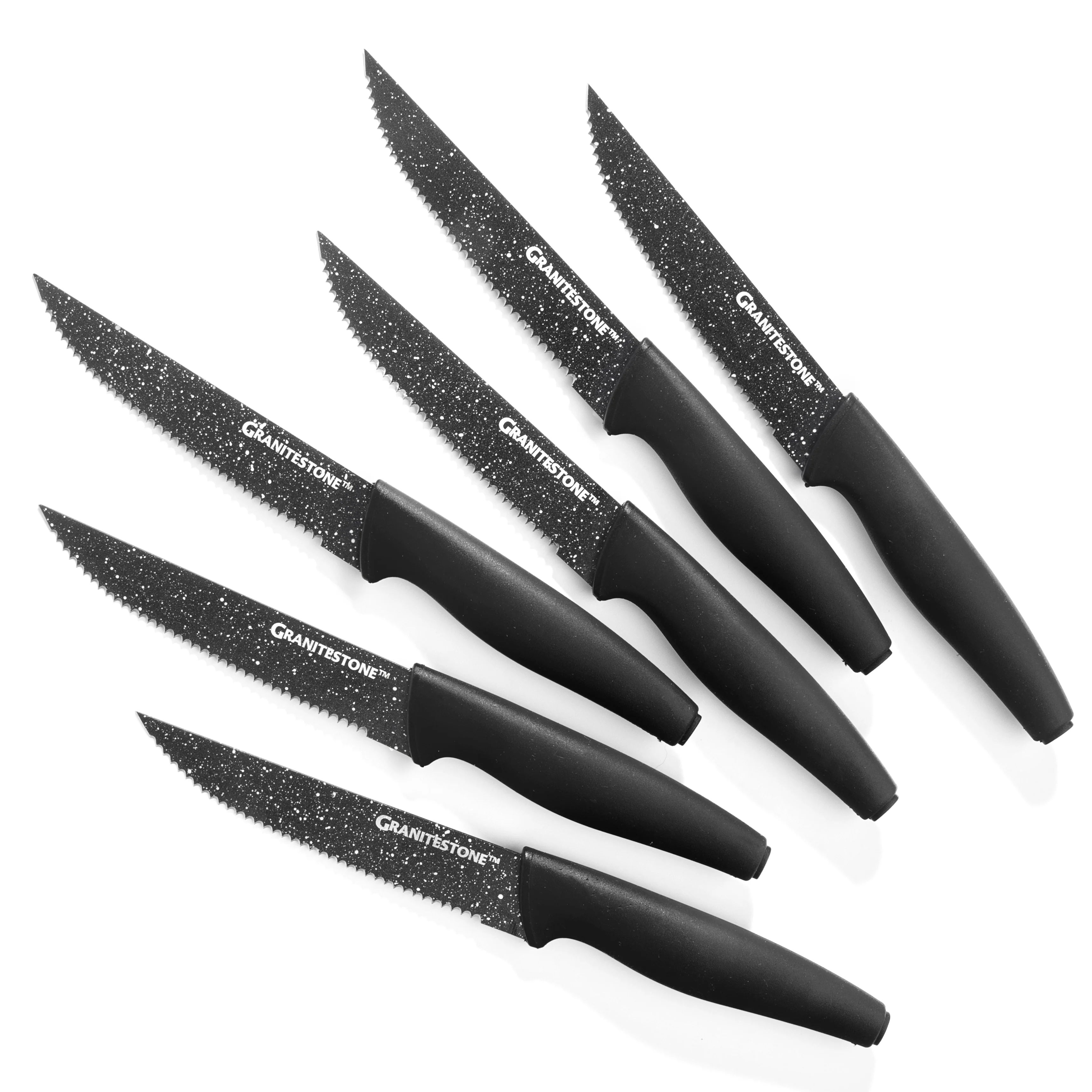 Granitestone Nutriblade 6-Piece Steak Knives with Comfortable Handles, Steel Serrated Blades - Image 3