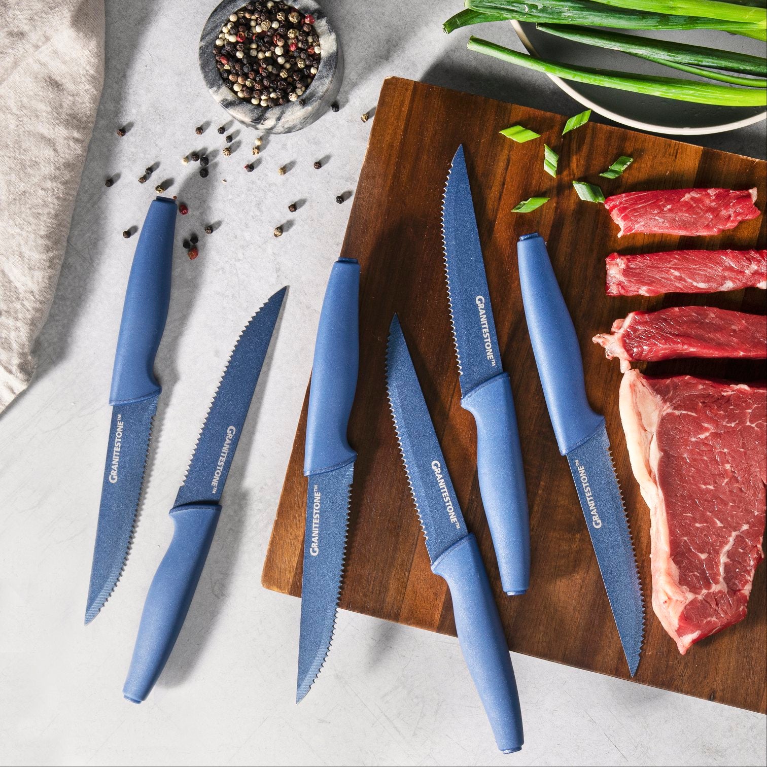Granitestone Nutriblade 6-Piece Steak Knives with Comfortable Handles, Steel Serrated Blades - Image 7
