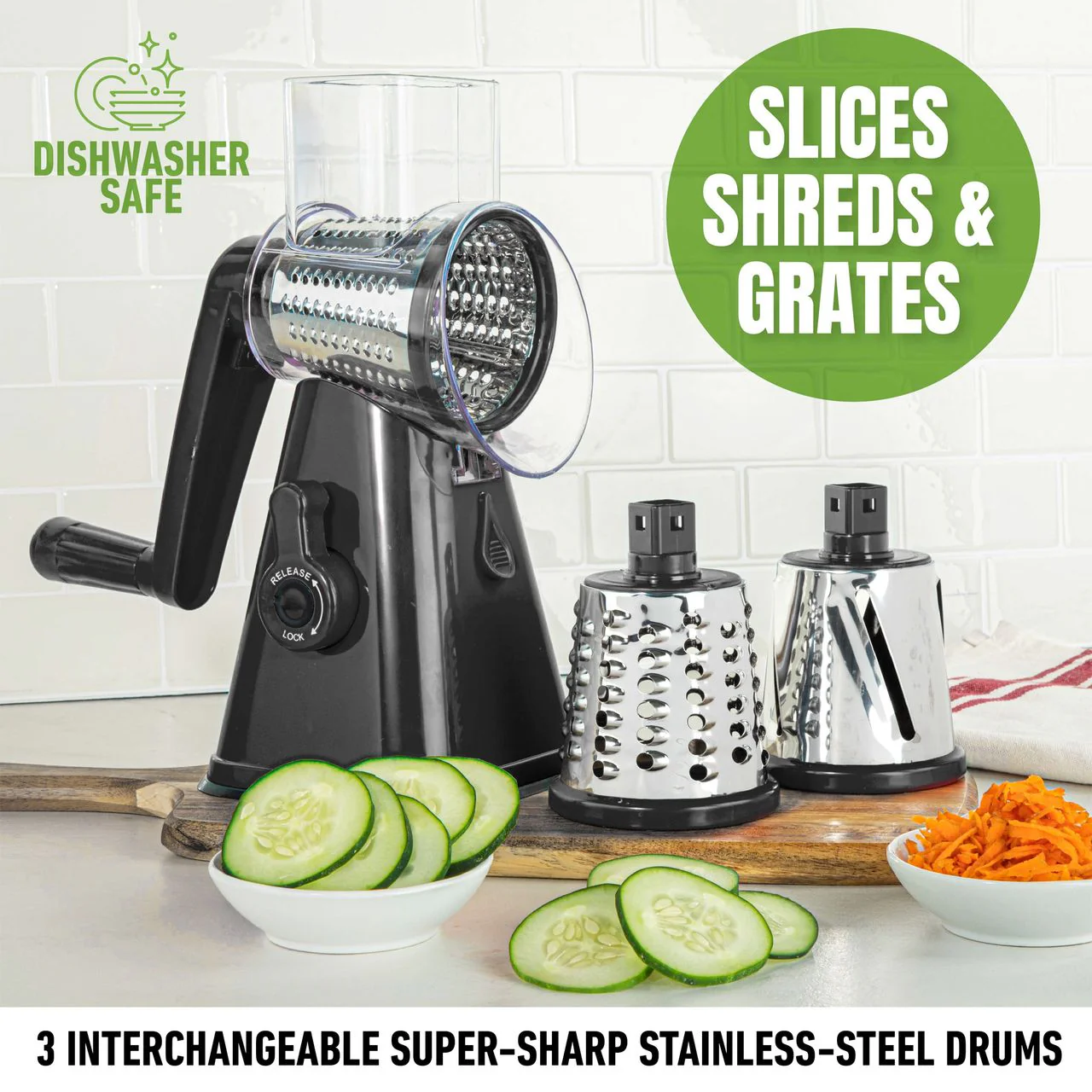 Granitestone Nutrislicer 3-in 1 Kitchen Spinning/Rotating Mandoline - Image 5