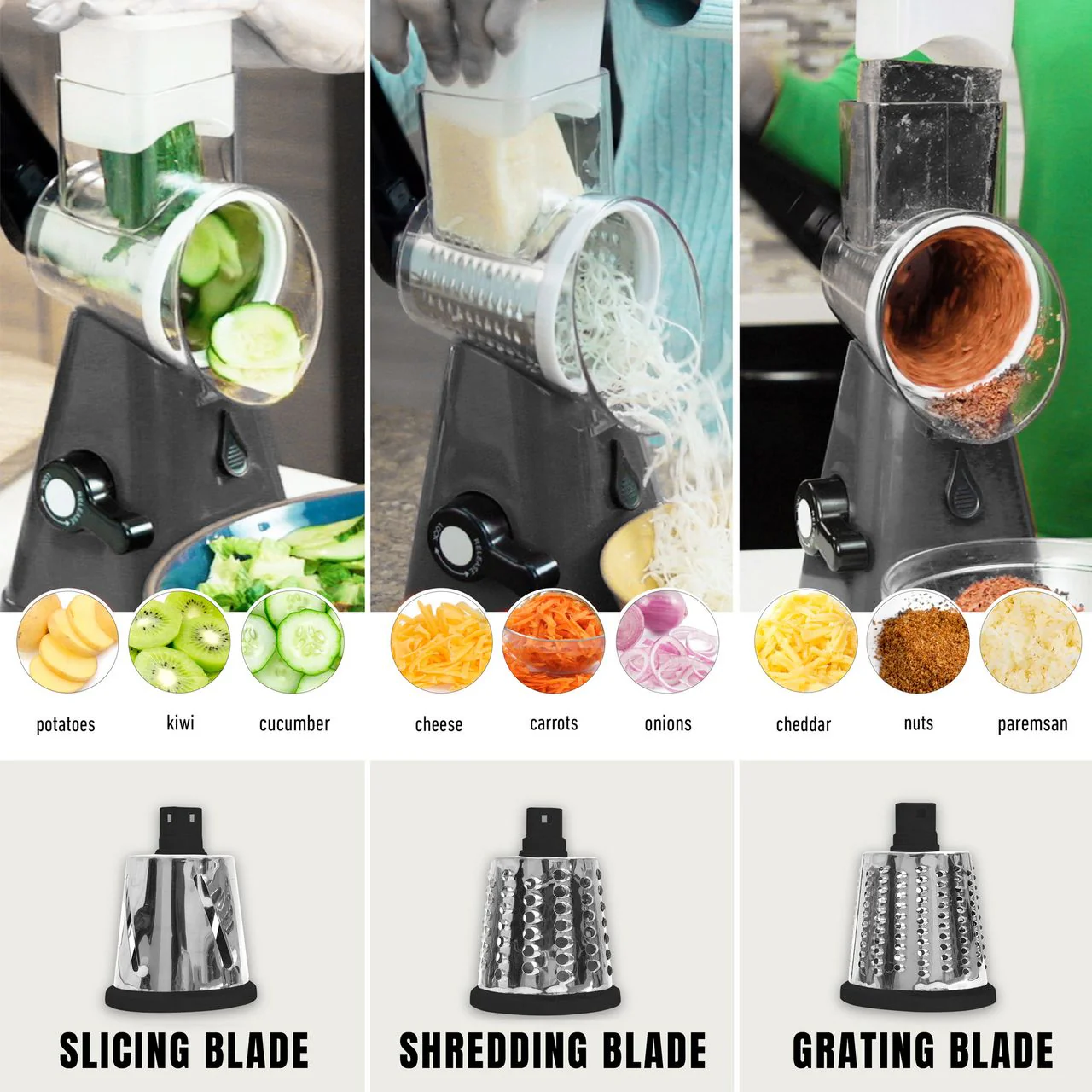 Granitestone Nutrislicer 3-in 1 Kitchen Spinning/Rotating Mandoline - Image 6