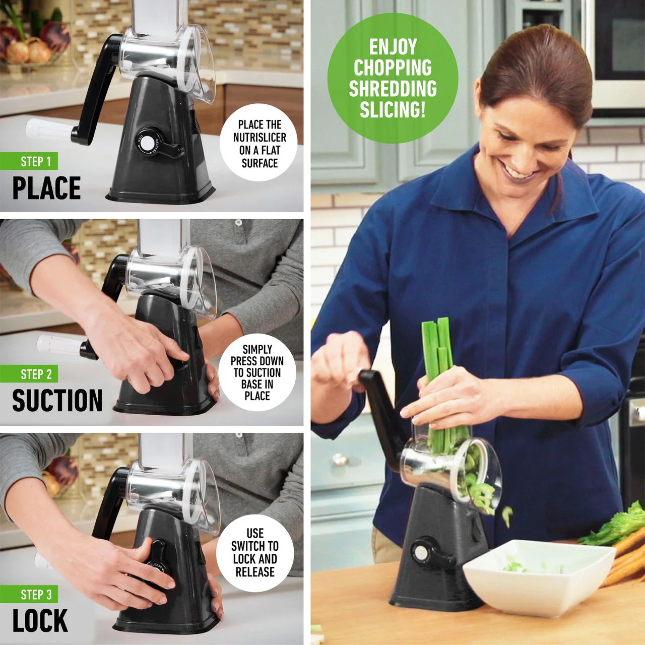 Granitestone Nutrislicer 3-in 1 Kitchen Spinning/Rotating Mandoline - Image 7