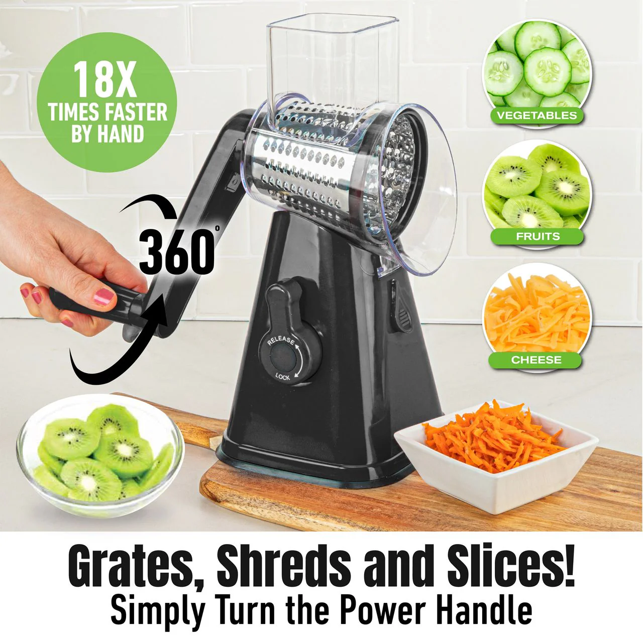 Granitestone Nutrislicer 3-in 1 Kitchen Spinning/Rotating Mandoline - Image 8