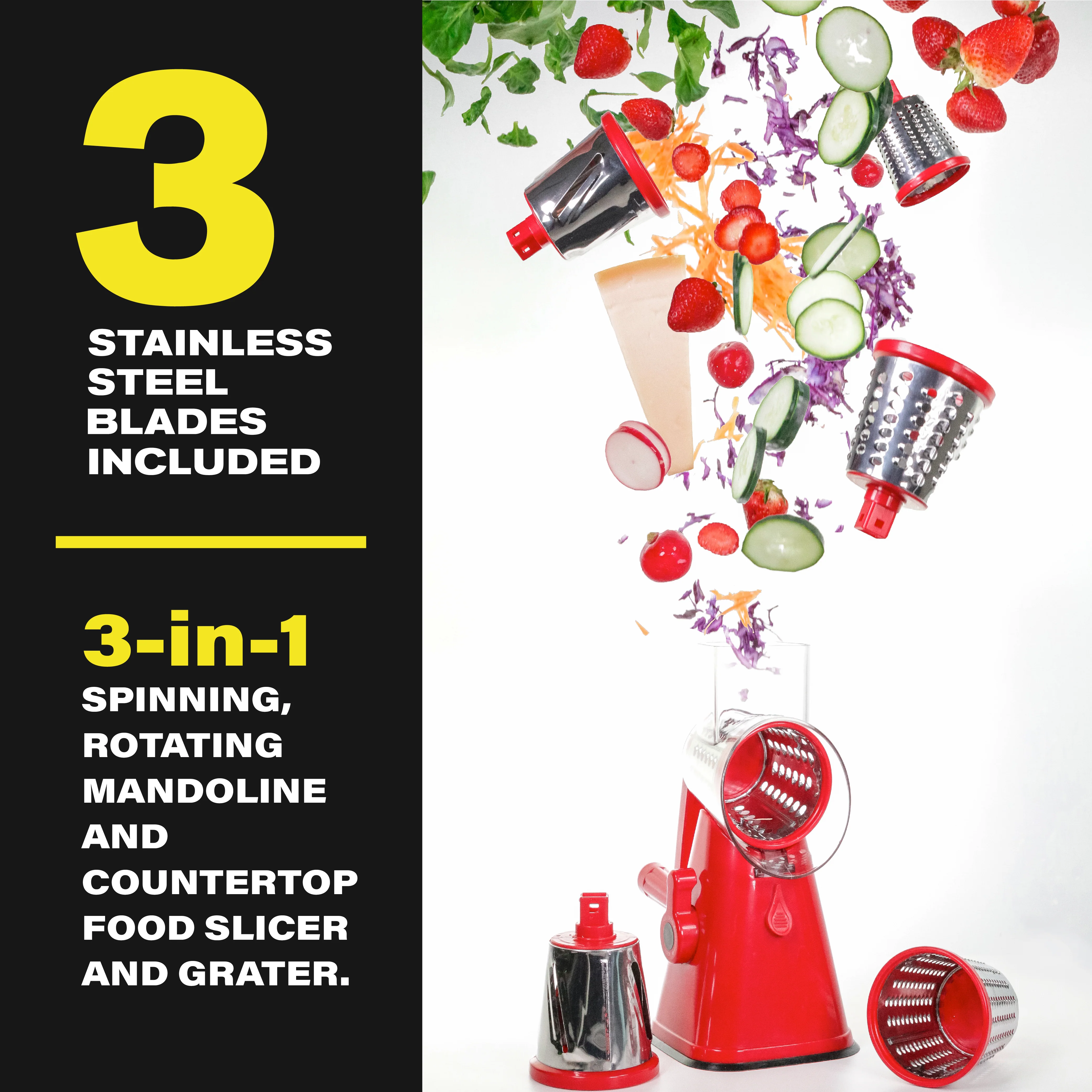 Granitestone Nutrislicer 3-in 1 Kitchen Spinning/Rotating Mandoline - Image 9