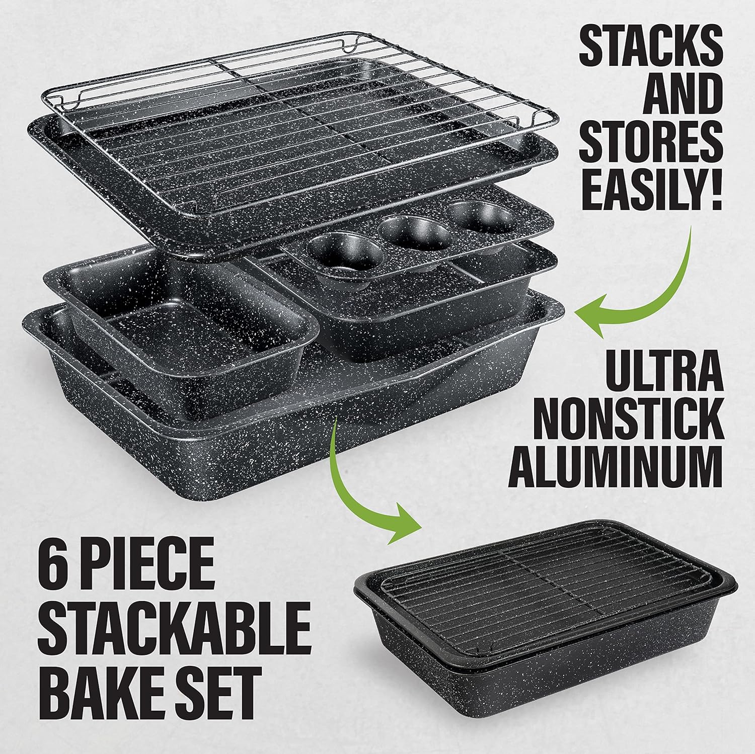 Granitestone Bake N' Stack 6 Piece Stackable Bakeware - Image 3