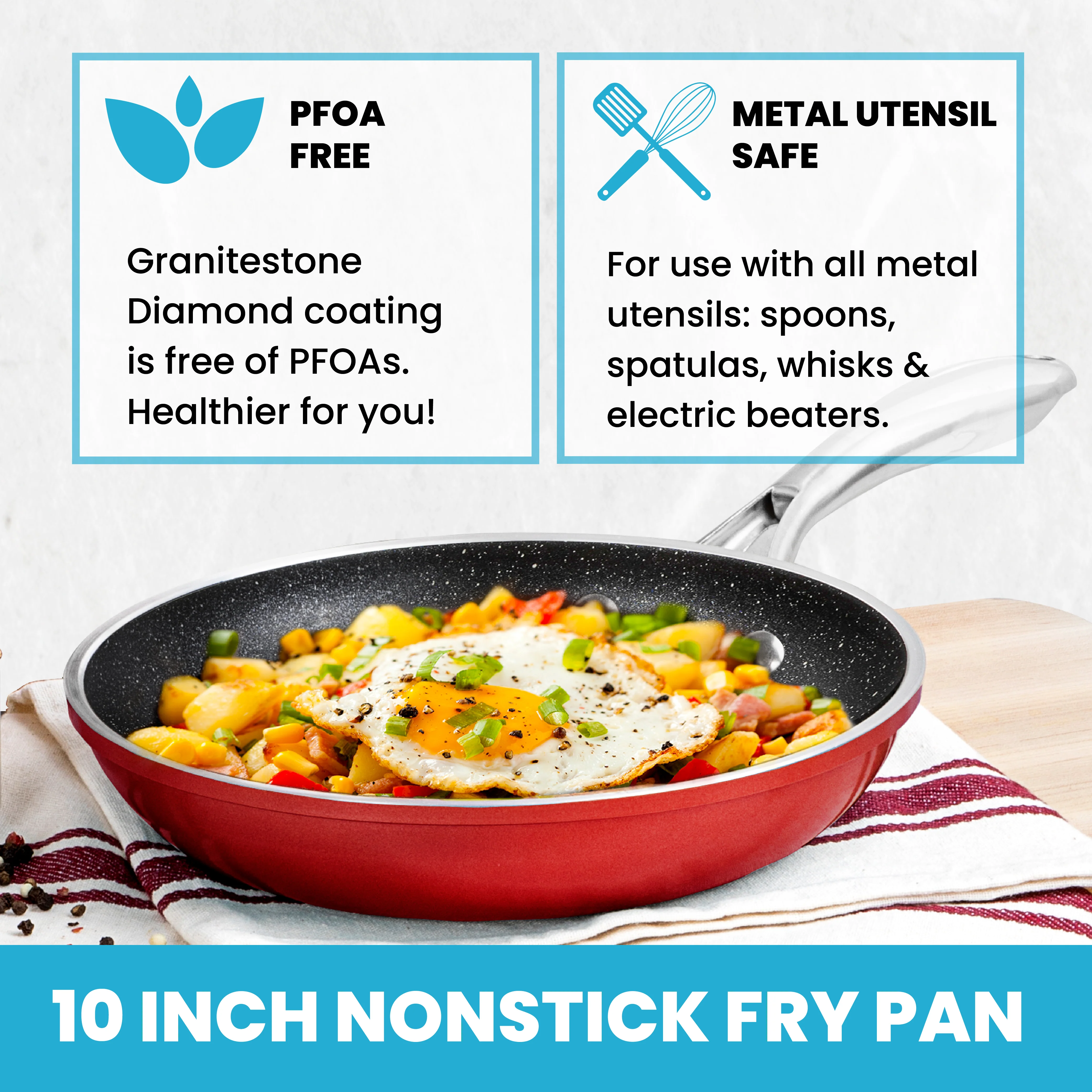 Granitestone 10" Non-Stick Round Fry Pan with titanium and diamond-infused coating - Image 30